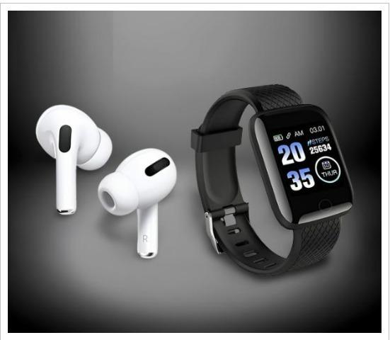 Combo Of Truly Earbuds Headset with Mic, & Bluetooth D116 Smart Watch with Heart Rate Monitor and Other Features - ByondBasket