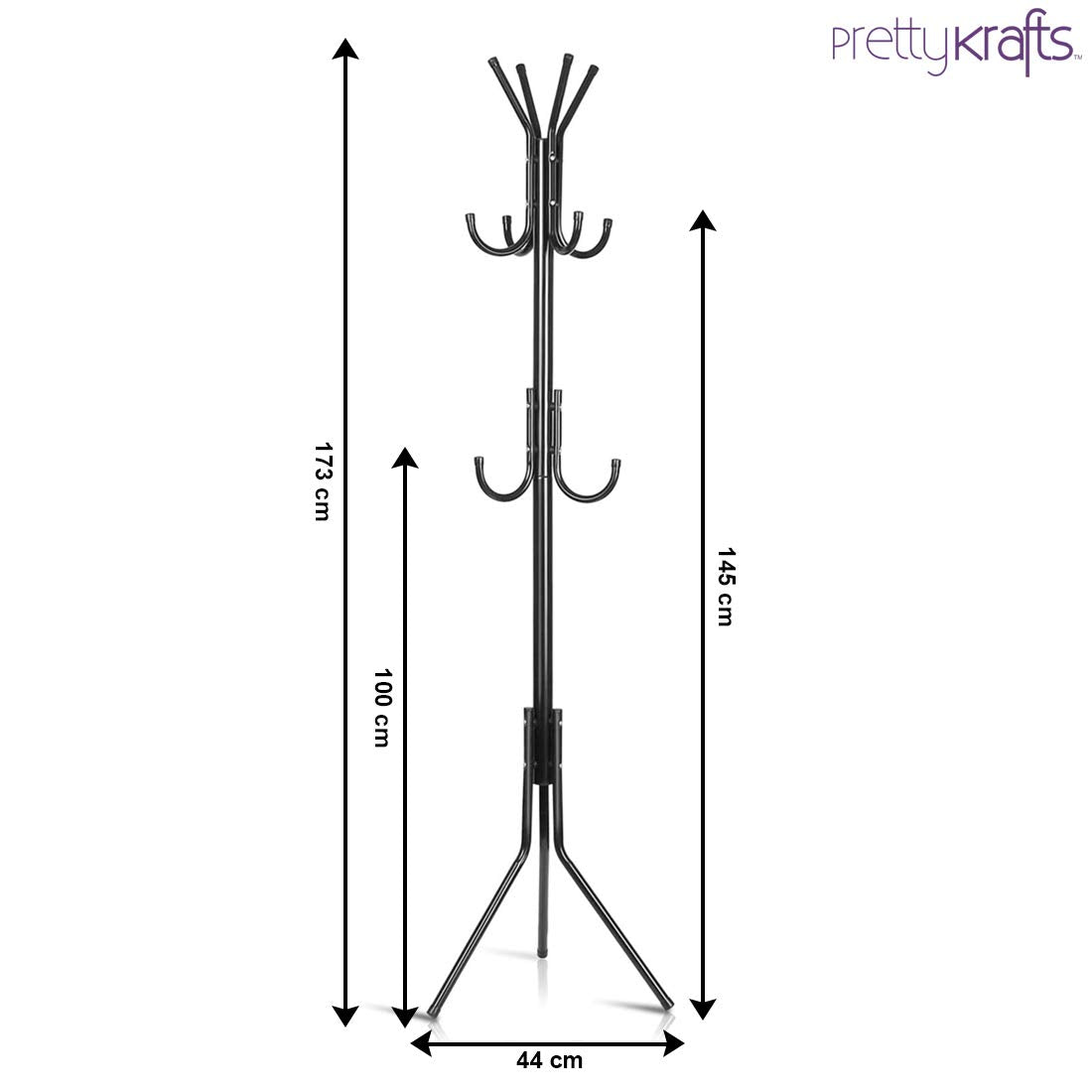 6 Hook Coat Hanger Clothes Stand Hanging Pole Wrought Iron Rack Standing Shelf Unit for Home, Bedroom Space - ByondBasket