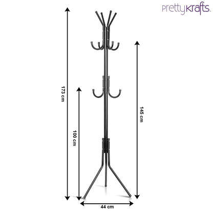 6 Hook Coat Hanger Clothes Stand Hanging Pole Wrought Iron Rack Standing Shelf Unit for Home, Bedroom Space - ByondBasket