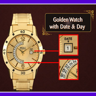 Golden Watch With Golden Chain Combo� - ByondBasket