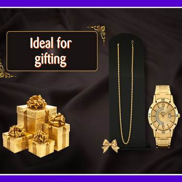 Golden Watch With Golden Chain Combo� - ByondBasket