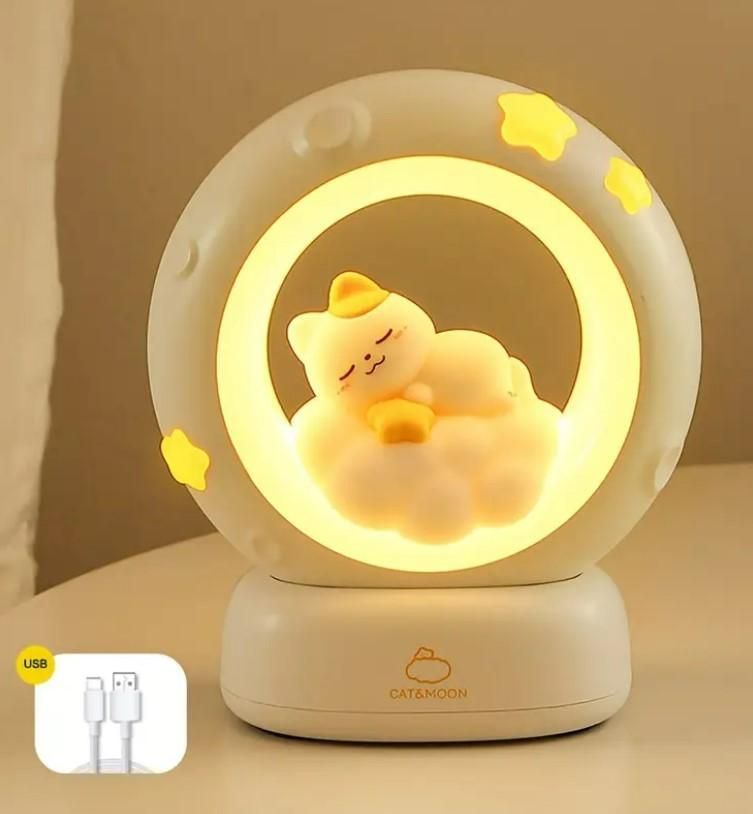 Sleeping Cat LED Night Light Lamp with Touch Control - ByondBasket