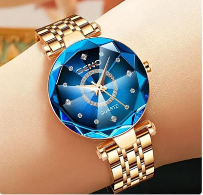 Diamond Shape Multicolour Dial and Rose Gold Strap Watch for Womens and Girls - ByondBasket