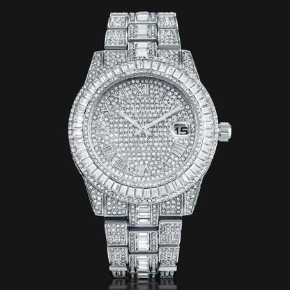 Golden Stone Studded Diamond Wrist Watch For Boys & Men - ByondBasket