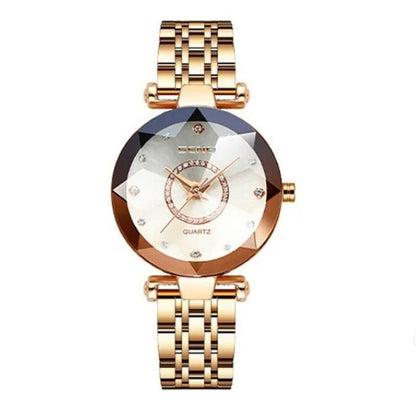 Diamond Shape Multicolour Dial and Rose Gold Strap Watch for Womens and Girls - ByondBasket