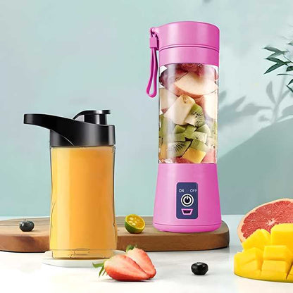 Portable Electric USB Juice Maker Bottle | Blender Grinder Mixer | Rechargeable Bottle with 6 Blades - ByondBasket