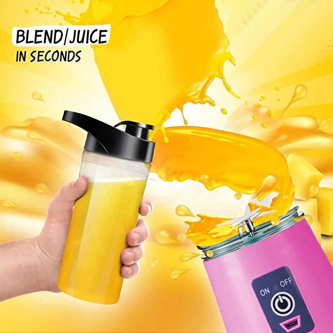 Portable Electric USB Juice Maker Bottle | Blender Grinder Mixer | Rechargeable Bottle with 6 Blades - ByondBasket