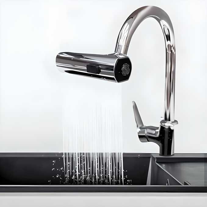 3 in 1 360� Waterfall Kitchen Faucet, Touch Faucet, Extender for Kitchen Sink - ByondBasket