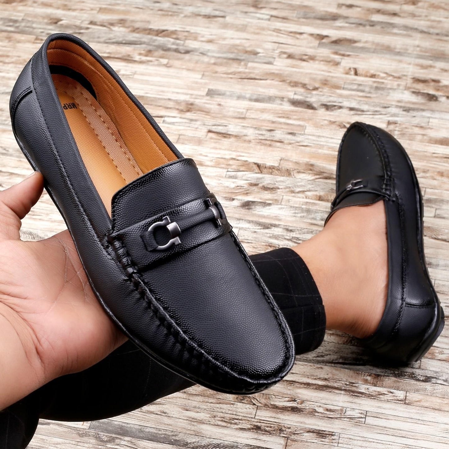 Black Vegan Leather Loafers