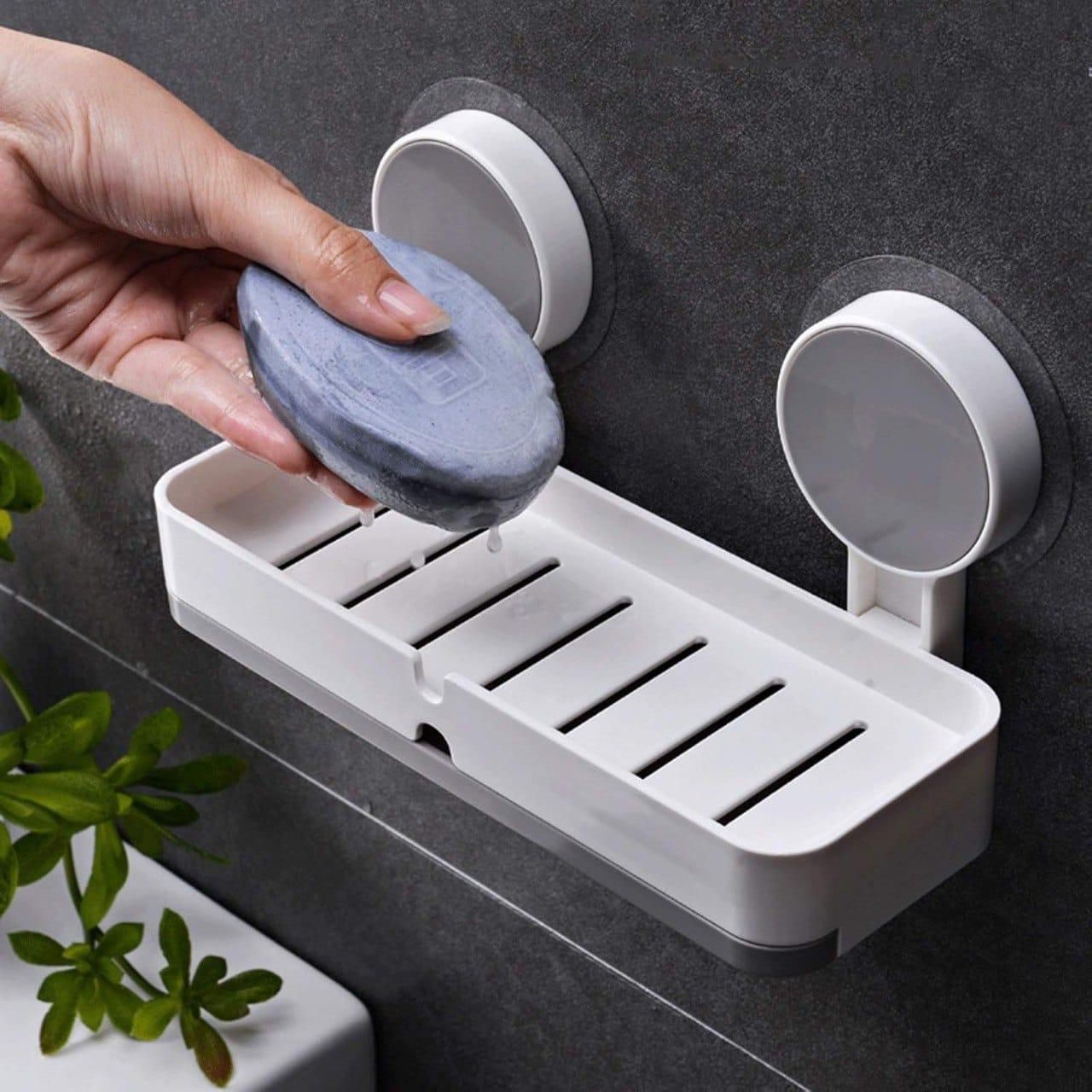 Adhesive Soap Dish Holder with Drain - ByondBasket