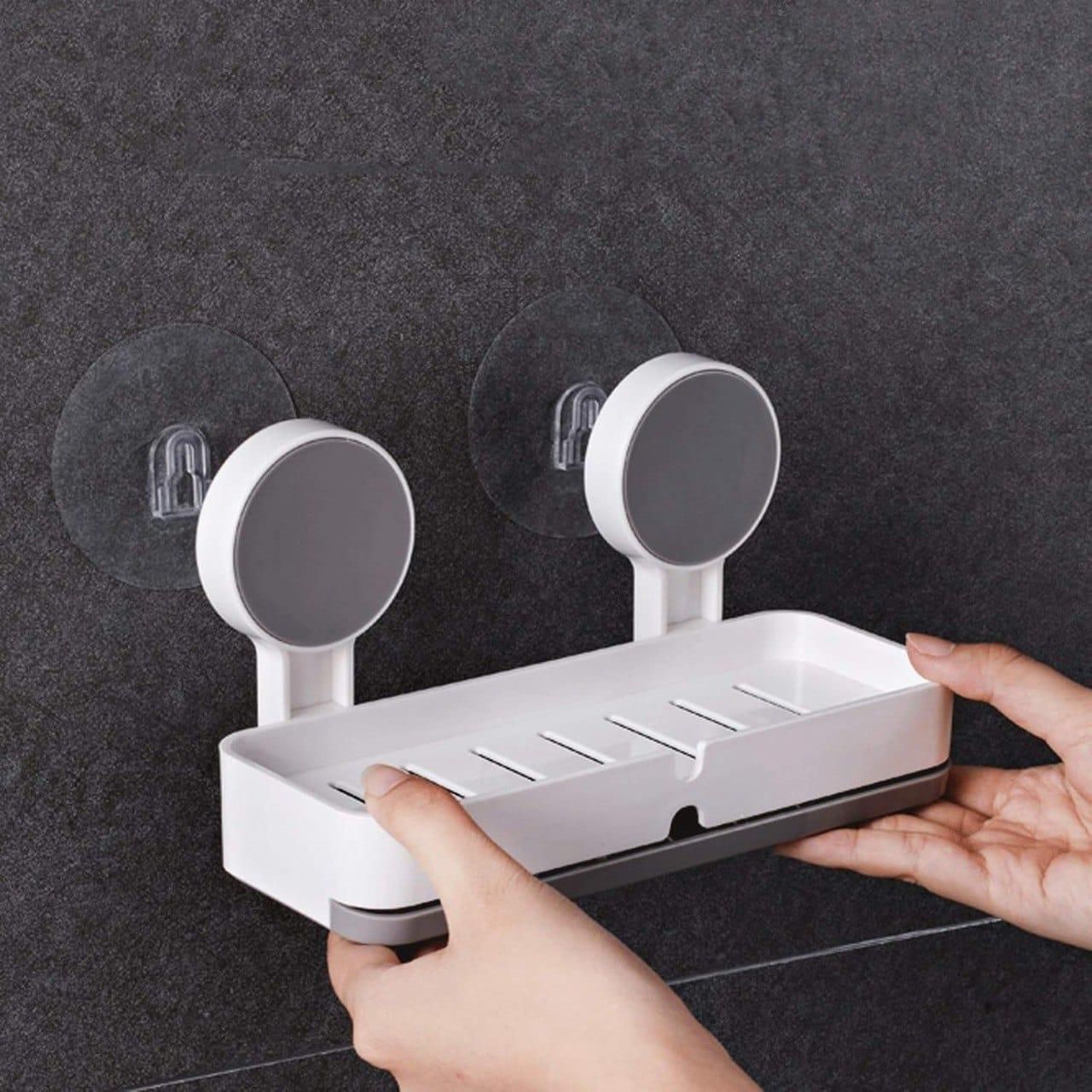 Adhesive Soap Dish Holder with Drain - ByondBasket