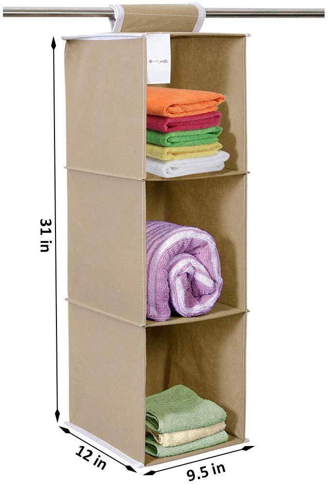 Cloth Organizer - Hanging 3 Shelves Wardrobe Organizer - ByondBasket