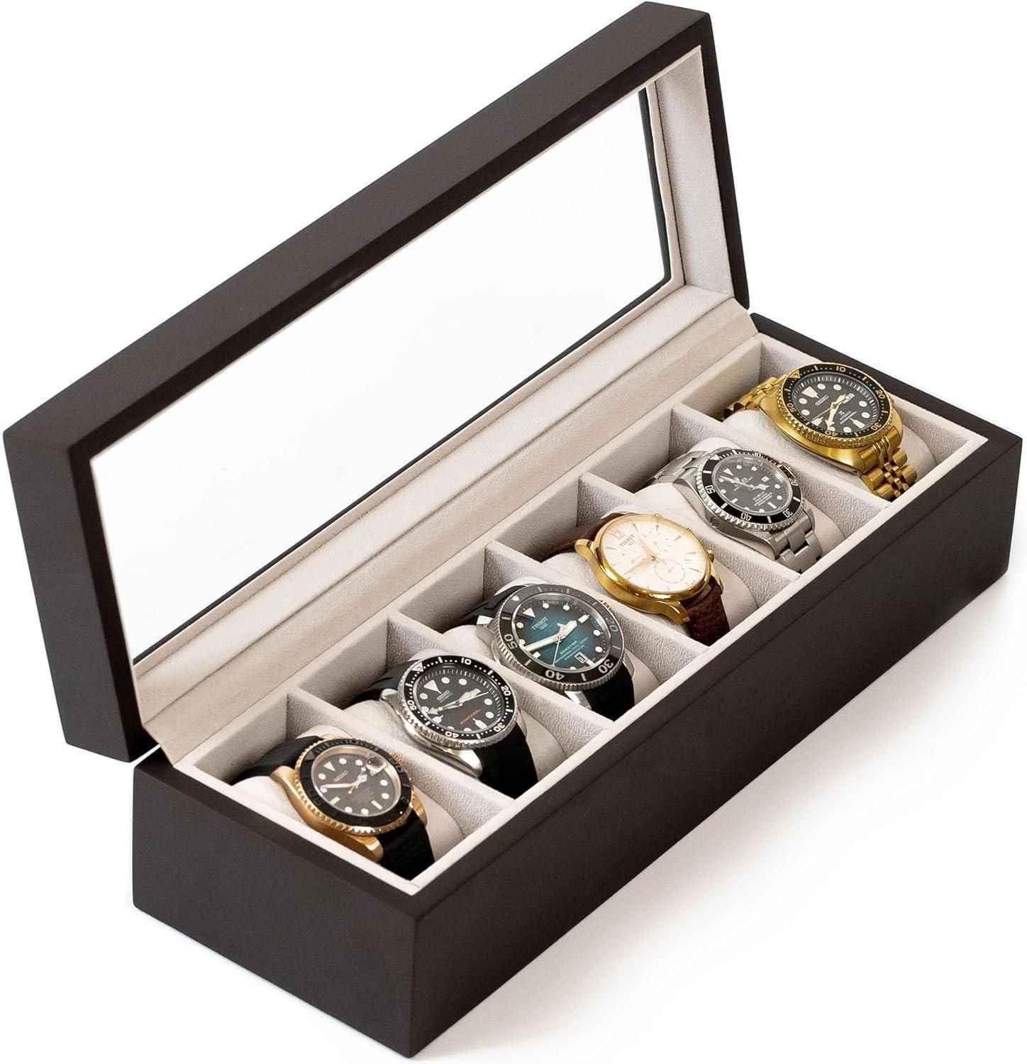 Wood Watch Box Organizer with Glass Display - ByondBasket