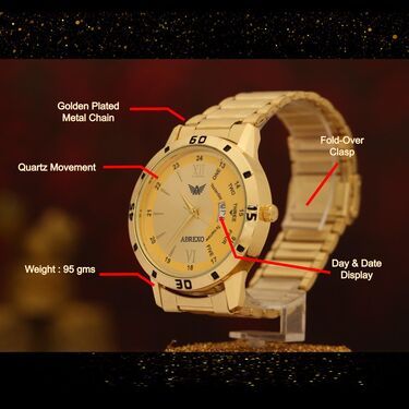 Fidato Golden Watch With Golden Chain with Magnetic Digital Watch Combo - ByondBasket