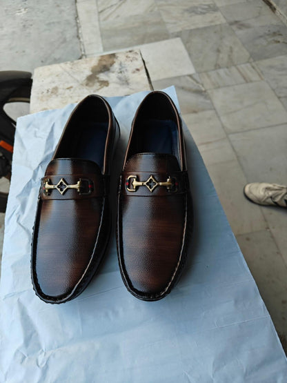 Brown Vegan Leather Loafers