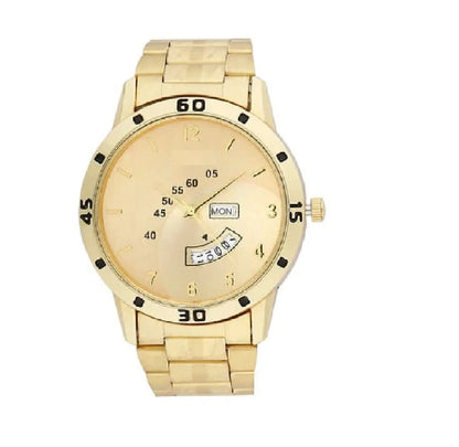 Men's Analog Stainless Steel Golden Watch - ByondBasket