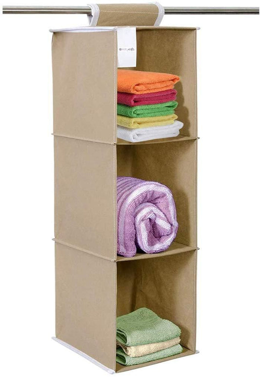 Cloth Organizer - Hanging 3 Shelves Wardrobe Organizer - ByondBasket