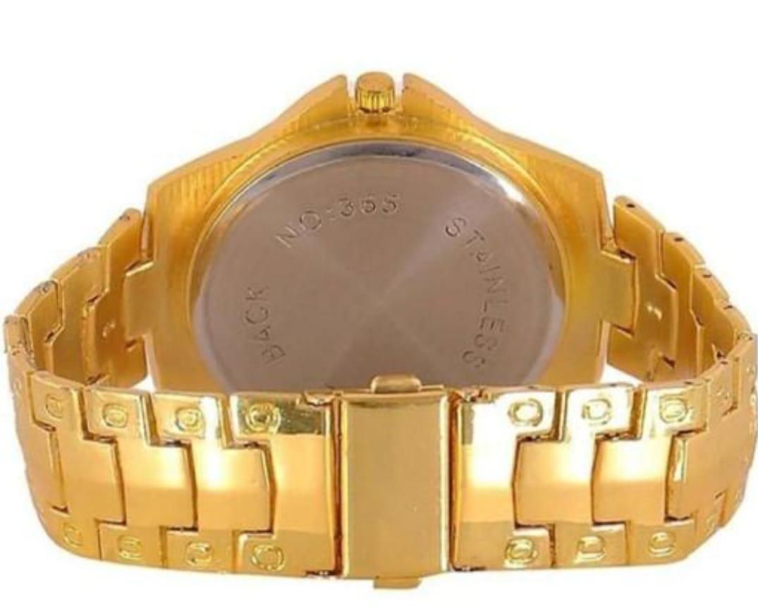 Golden Stone Studded Diamond Wrist Watch For Boys & Men - ByondBasket