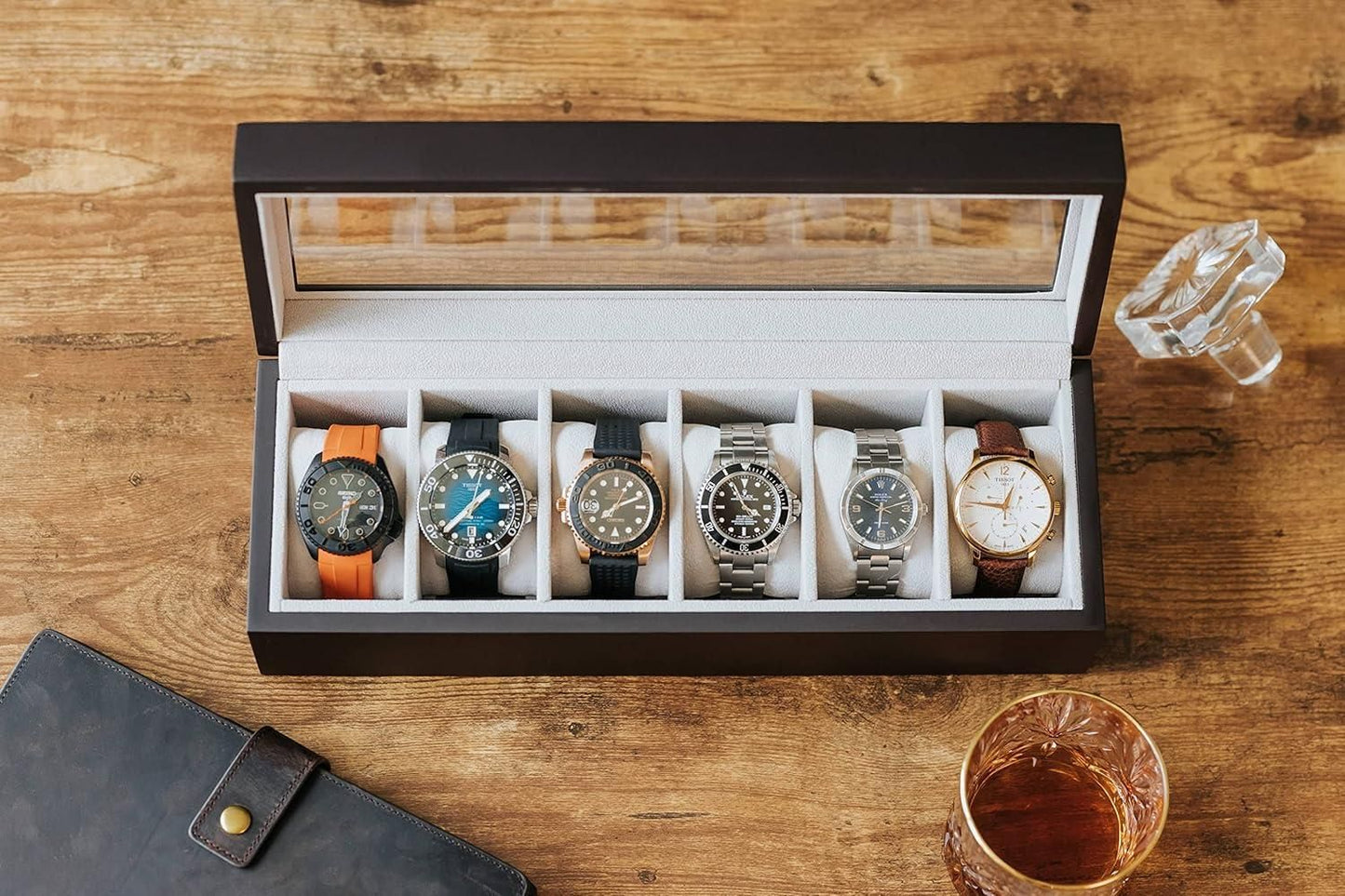 Wood Watch Box Organizer with Glass Display - ByondBasket